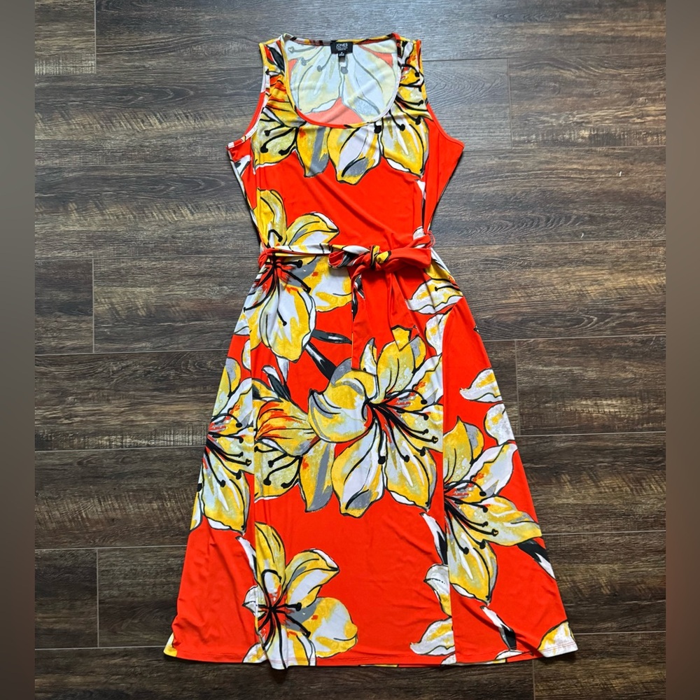 Jones New York Orange and Yellow Floral Maxi Dress 8